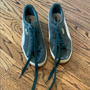 Puma leather suede shoes in green